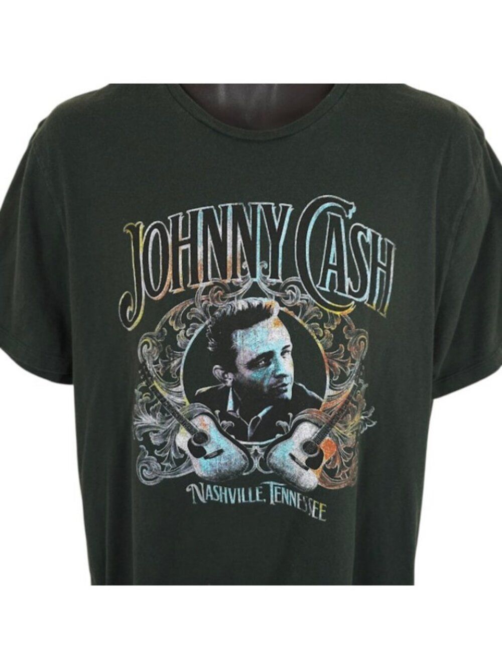 Johnny Cash T Shirt Mens Size XL Green Nashville Tennessee Country Music Tee